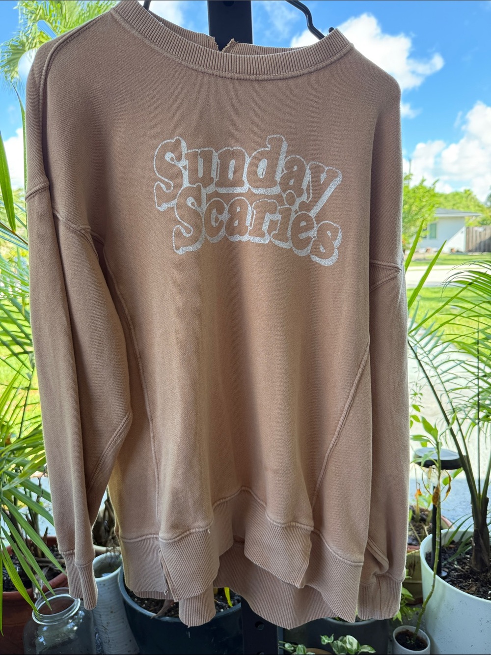 Aerie Sunday Scaries Brown Crewneck Sweatshirt
